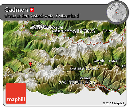 Satellite Panoramic Map of Gadmen
