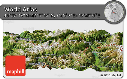 Satellite Panoramic Map of the Area around 46° 51' 18" N, 10° 16' 30" E