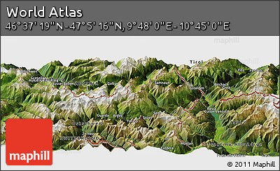 Satellite Panoramic Map of the Area around 46° 51' 18" N, 10° 16' 30" E