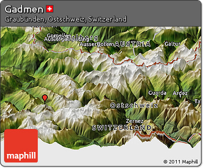 Satellite Panoramic Map of Gadmen
