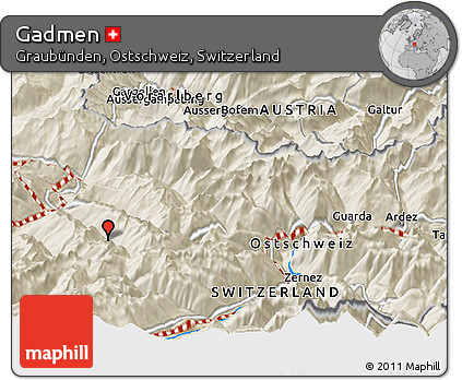 Shaded Relief Panoramic Map of Gadmen
