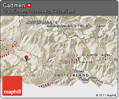 Shaded Relief Panoramic Map of Gadmen