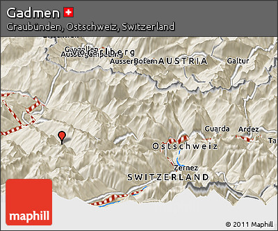 Shaded Relief Panoramic Map of Gadmen