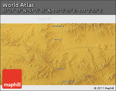 Physical 3D Map of the Area around 46° 51' 18" N, 110° 34' 29" E