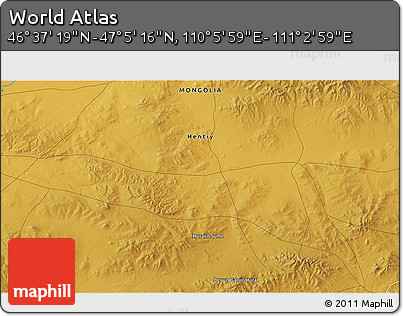 Physical 3D Map of the Area around 46° 51' 18" N, 110° 34' 29" E
