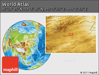 Physical Location Map of the Area around 46° 51' 18" N, 110° 34' 29" E