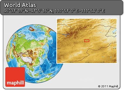 Physical Location Map of the Area around 46° 51' 18" N, 111° 25' 30" E