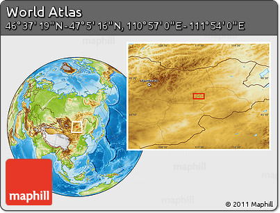 Physical Location Map of the Area around 46° 51' 18" N, 111° 25' 30" E