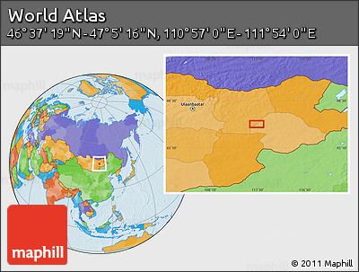 Political Location Map of the Area around 46° 51' 18" N, 111° 25' 30" E