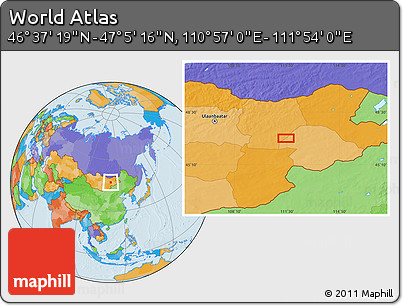 Political Location Map of the Area around 46° 51' 18" N, 111° 25' 30" E