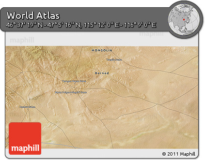 Satellite 3D Map of the Area around 46° 51' 18" N, 115° 40' 30" E