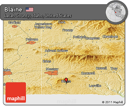 Physical Panoramic Map of Blaine