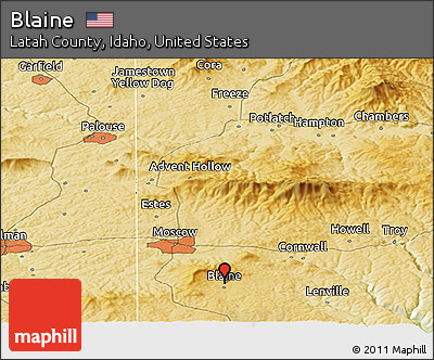 Physical Panoramic Map of Blaine