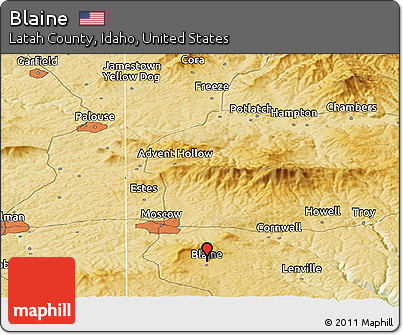Physical Panoramic Map of Blaine