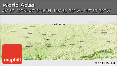 Physical Panoramic Map of the Area around 46° 51' 18" N, 118° 4' 29" W