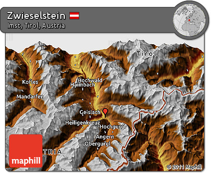 Physical 3D Map of Zwieselstein