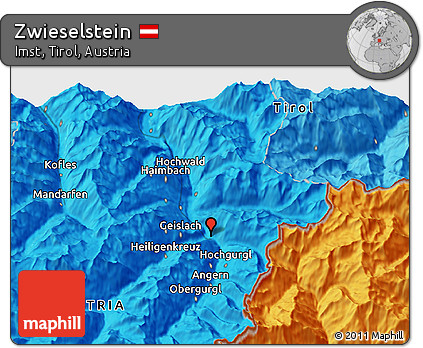 Political 3D Map of Zwieselstein
