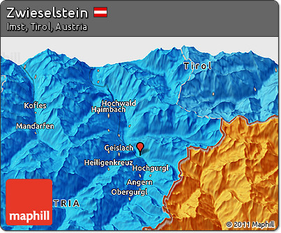 Political 3D Map of Zwieselstein