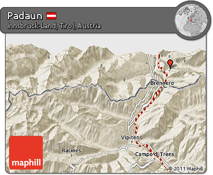 Shaded Relief 3D Map of Padaun