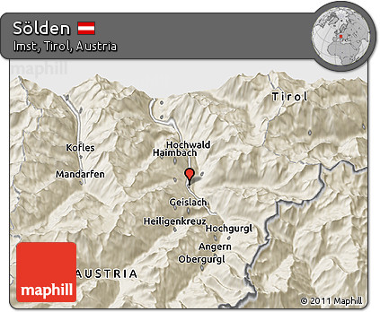 Shaded Relief 3D Map of Sölden