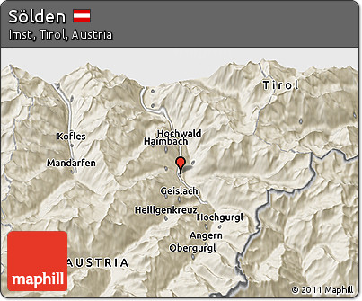 Shaded Relief 3D Map of Sölden