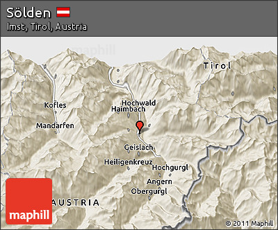 Shaded Relief 3D Map of Sölden