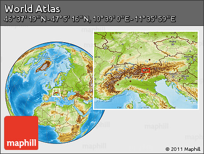 Physical Location Map of the Area around 46° 51' 18" N, 11° 7' 30" E