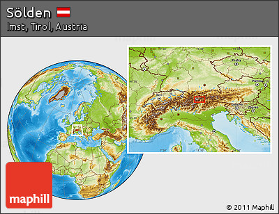 Physical Location Map of Sölden