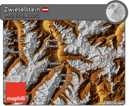 Physical Map of Zwieselstein