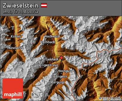 Physical Map of Zwieselstein