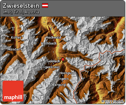 Physical Map of Zwieselstein