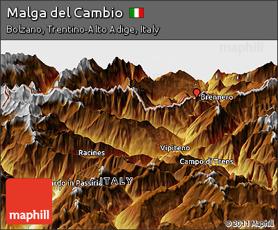 Physical Panoramic Map of Malga Del Cambio