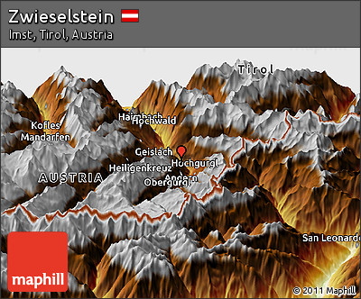 Physical Panoramic Map of Zwieselstein