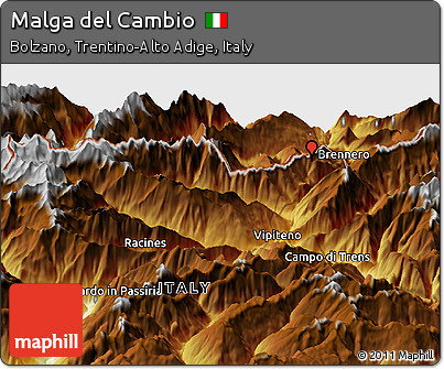 Physical Panoramic Map of Malga Del Cambio