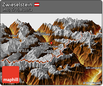 Physical Panoramic Map of Zwieselstein