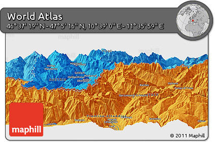 Political Panoramic Map of the Area around 46° 51' 18" N, 11° 7' 30" E