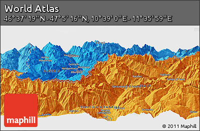 Political Panoramic Map of the Area around 46° 51' 18" N, 11° 7' 30" E