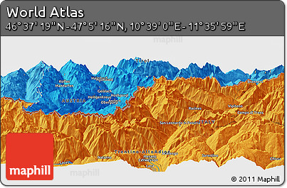 Political Panoramic Map of the Area around 46° 51' 18" N, 11° 7' 30" E