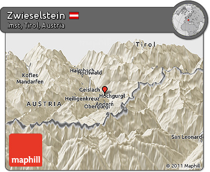 Shaded Relief Panoramic Map of Zwieselstein