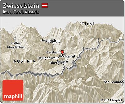 Shaded Relief Panoramic Map of Zwieselstein