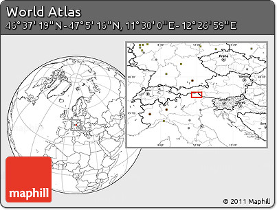 Blank Location Map of the Area around 46° 51' 18" N, 11° 58' 29" E