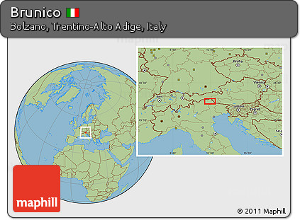 Savanna Style Location Map of Brunico