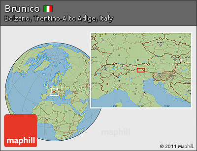 Savanna Style Location Map of Brunico