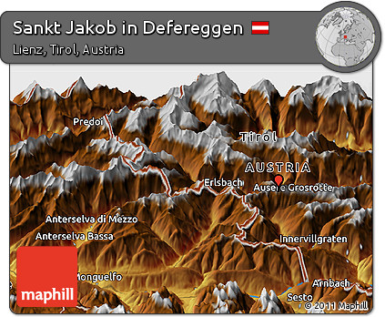 Physical Panoramic Map of Sankt Jakob In Defereggen