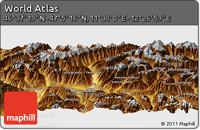 Physical Panoramic Map of the Area around 46° 51' 18" N, 11° 58' 29" E