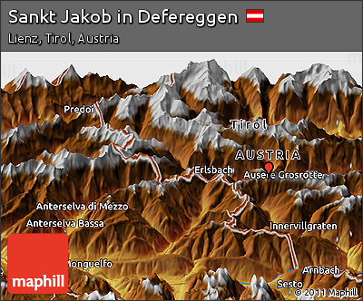 Physical Panoramic Map of Sankt Jakob In Defereggen