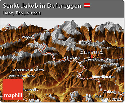 Physical Panoramic Map of Sankt Jakob In Defereggen