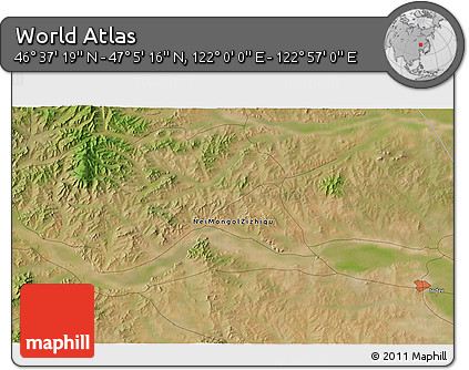Satellite 3D Map of the Area around 46° 51' 18" N, 122° 28' 29" E