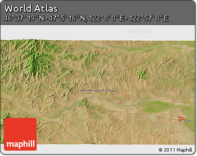 Satellite 3D Map of the Area around 46° 51' 18" N, 122° 28' 29" E