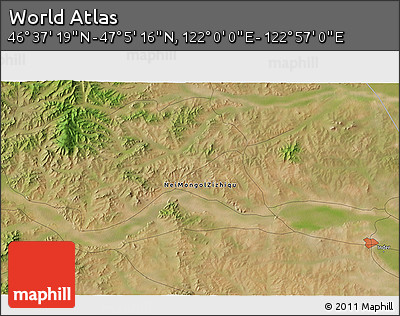 Satellite 3D Map of the Area around 46° 51' 18" N, 122° 28' 29" E